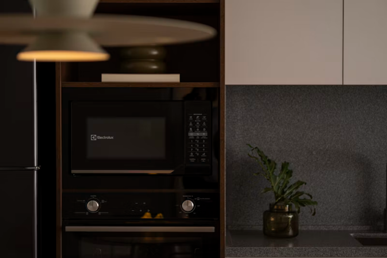 Microwave repair in a clean, modern home